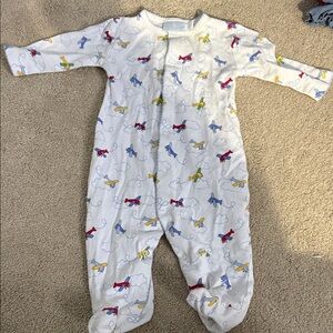 Little English White Footie with Colorful Airplanes